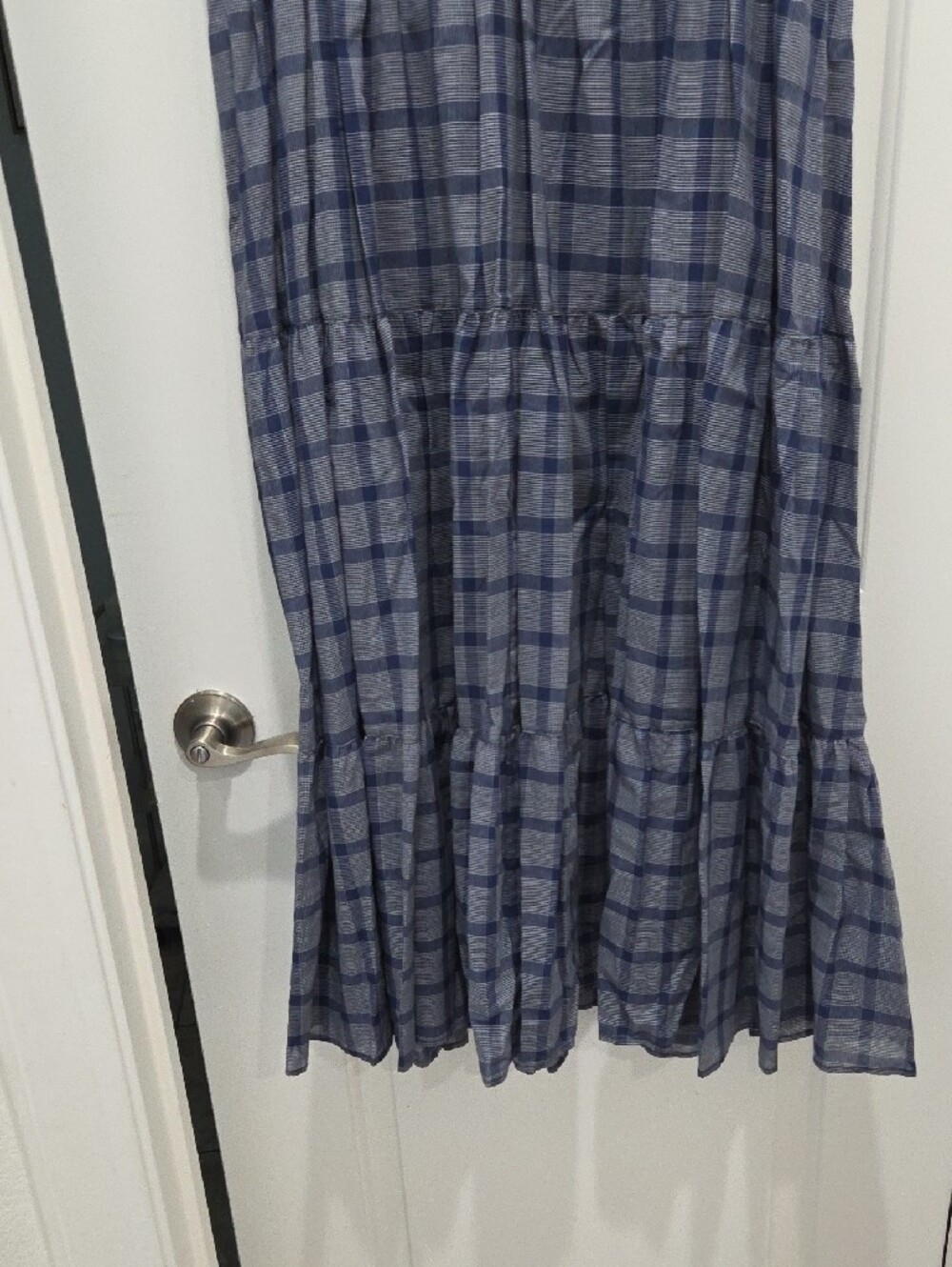 Pendleton Blue Plaid V-Neck Tiered Maxi Dress - Picture 2 of 14